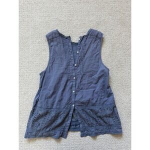 Abercrombie & Fitch Y2k  Blue Lace Trim Babydoll Tank Sleeveless Top Small